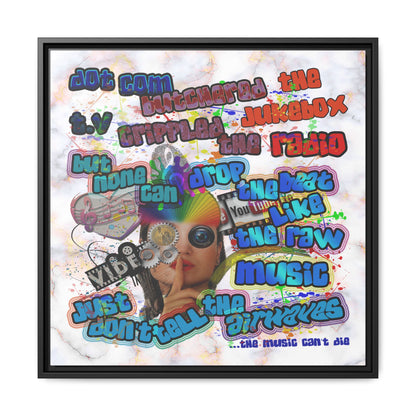drop the beat - framed canvas art (white marble)