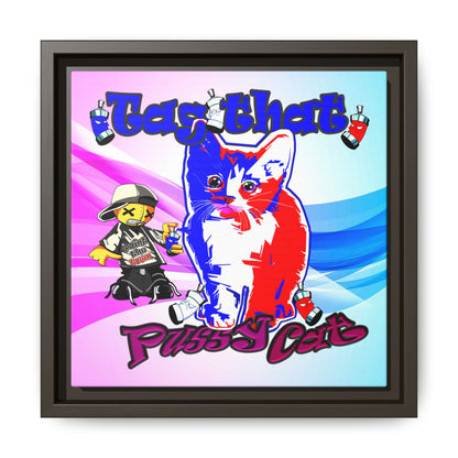 tag that - framed canvas art (light blue-pink wave)