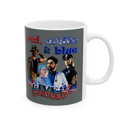rw&b lives matter - White Mug (dark grey)