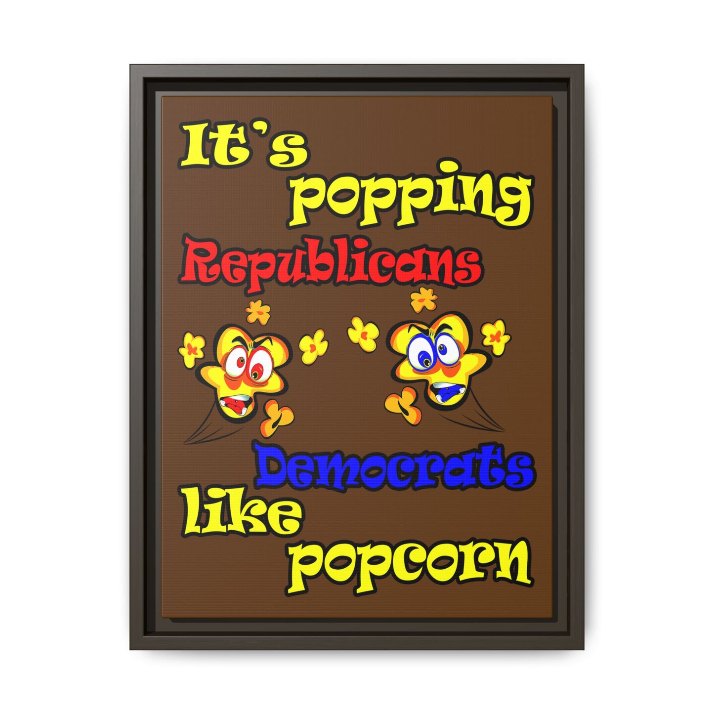 popping like popcorn - framed canvas art (brown)