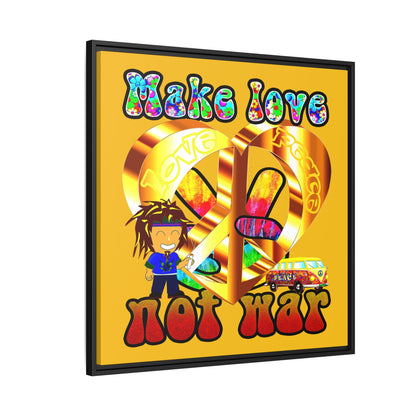 love peace - framed canvas art (yellow)