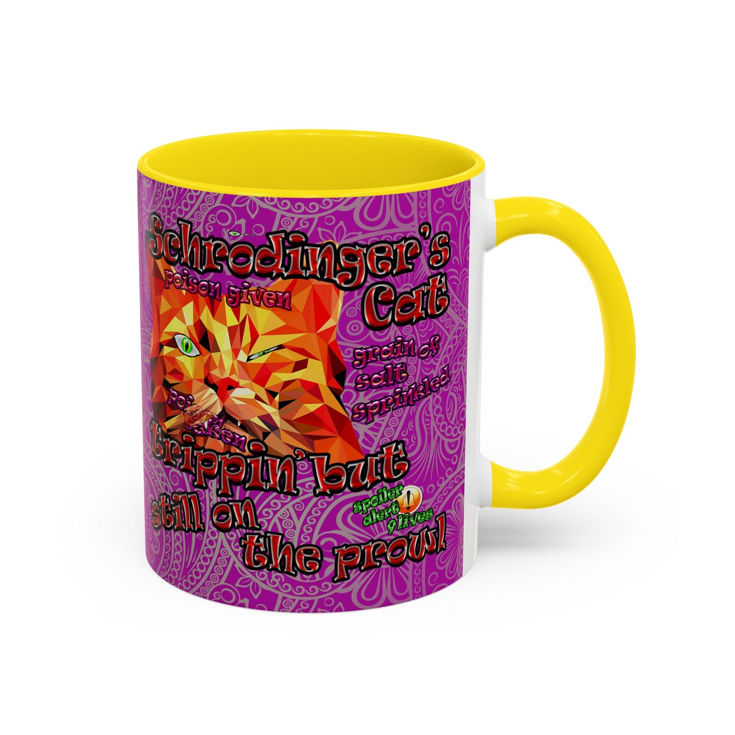 schrodinger's cat - Accent Mug (pink swirl)