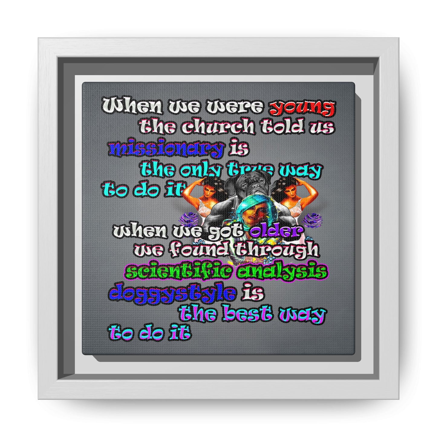 doggystyle - framed canvas art (grey-light grey)