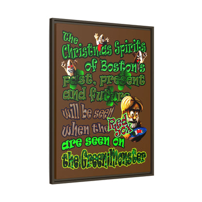 christmas spirits of boston - framed canvas art (brown)