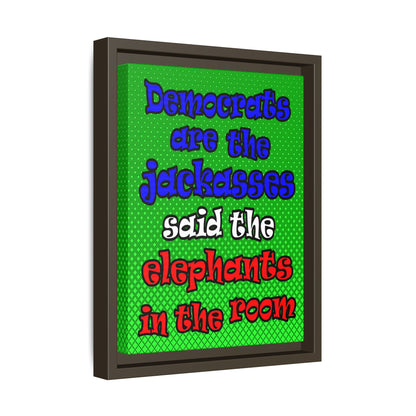 donkeys and elephants - framed canvas art (logo green)