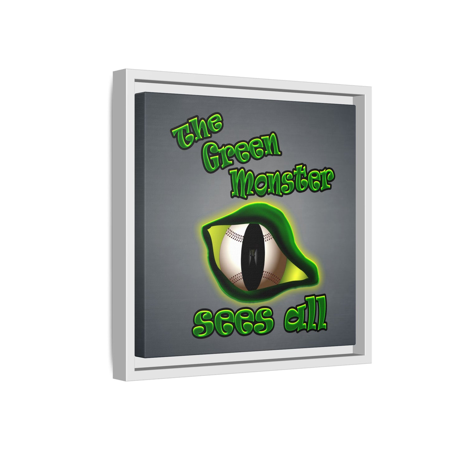 green monster - framed canvas art (grey-light grey)