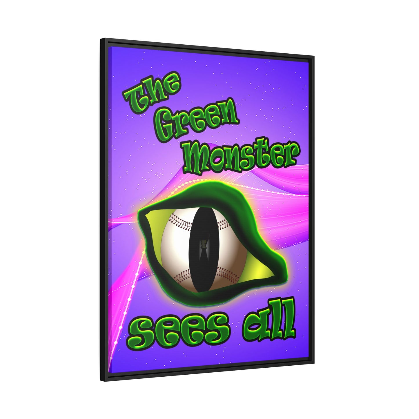 green monster - framed canvas art (purple-pink wave)