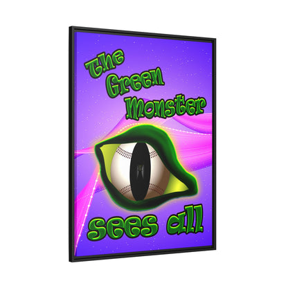 green monster - framed canvas art (purple-pink wave)