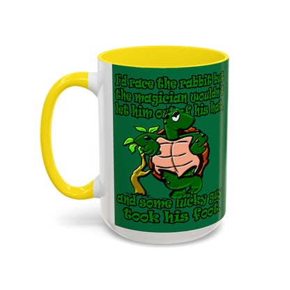 turtle race - Accent Mug (dark green)