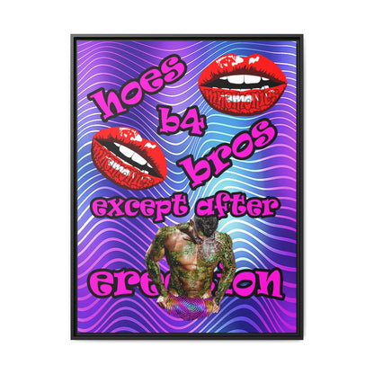 hoes b4 bros - framed canvas art (purple wave)