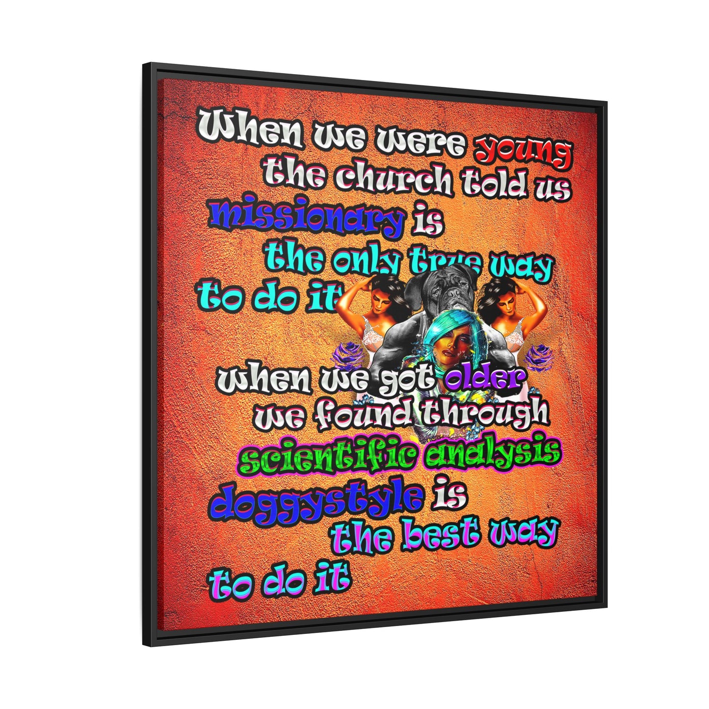 doggystyle - framed canvas art (burnt orange)