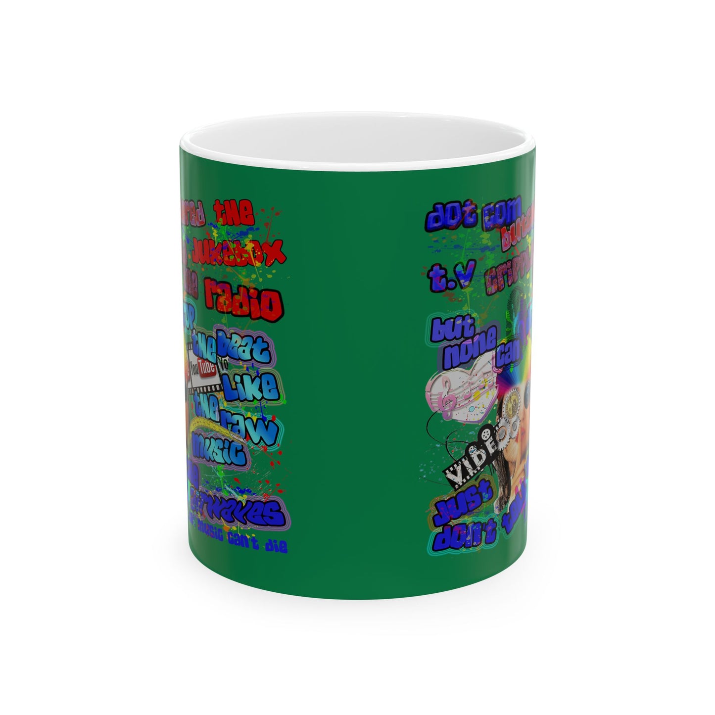 drop the beat - White Mug (dark green)