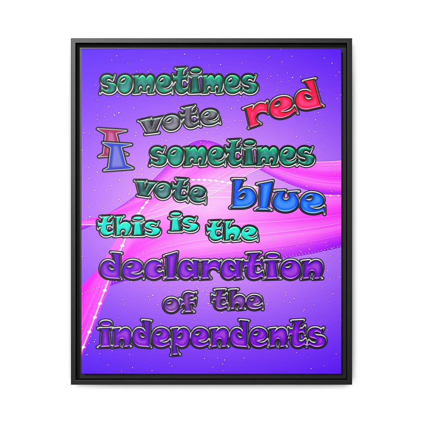declaration of the independents - framed canvas art (purple-pink wave)