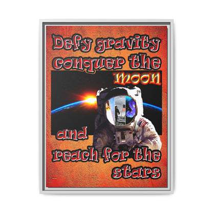 defy conquer reach - framed canvas art (burnt orange)