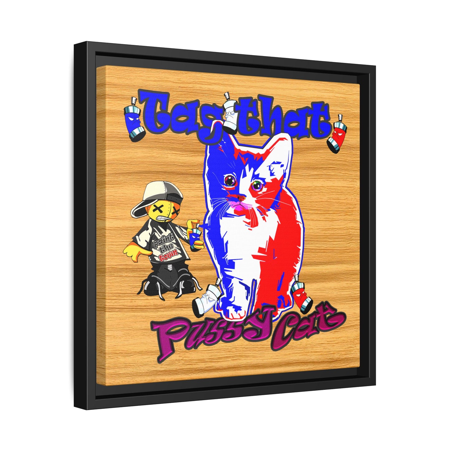 tag that - framed canvas art (butterscotch wood finish)