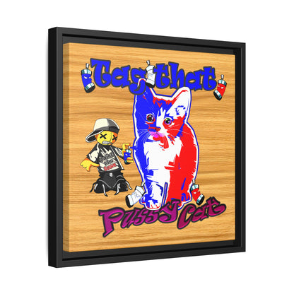 tag that - framed canvas art (butterscotch wood finish)