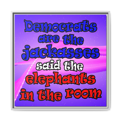 donkeys and elephants - framed canvas art (purple-pink wave)