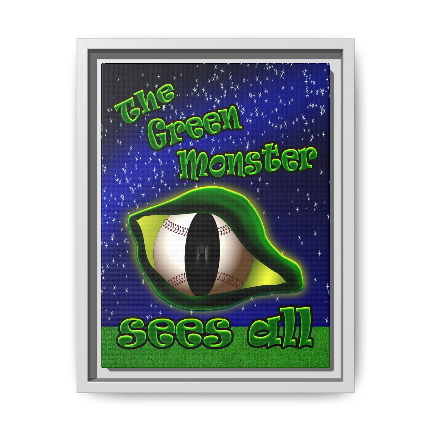 green monster - framed canvas art ('snoops' background)