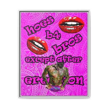 hoes b4 bros - framed canvas art (pink swirl)