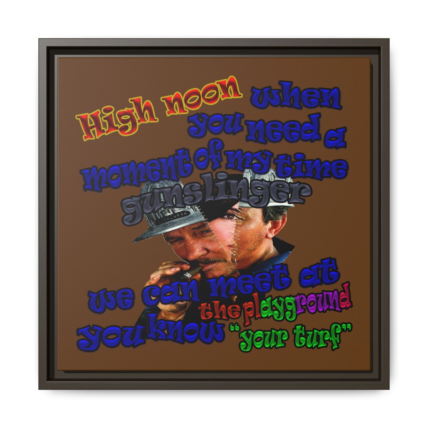 high noon - framed canvas art (brown)