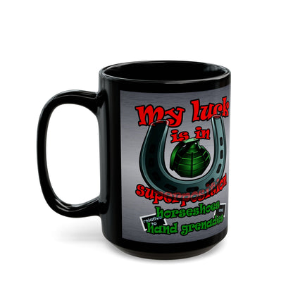 my luck - Black Mug (brushed nickel)