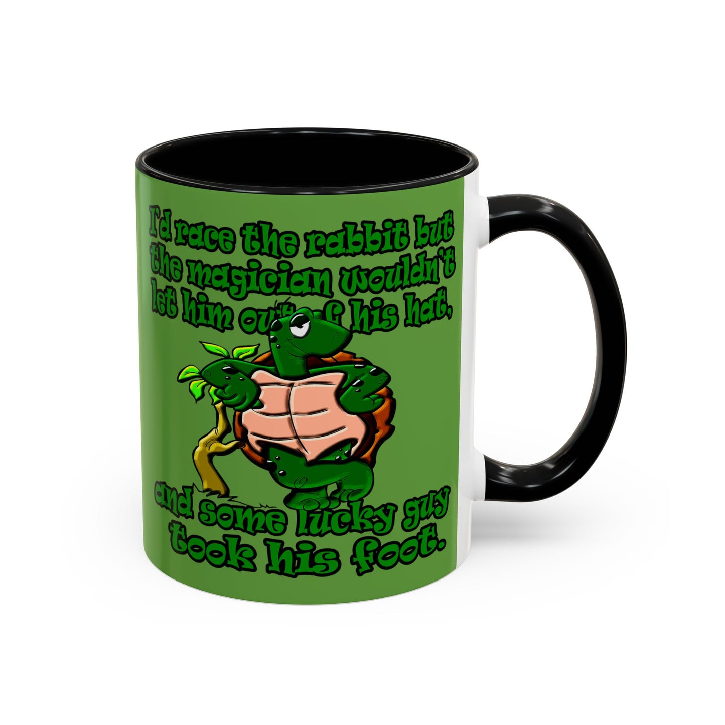 turtle race - Accent Mug (green)