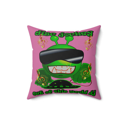 disc jockey - Faux Suede Square Pillow - (light pink)