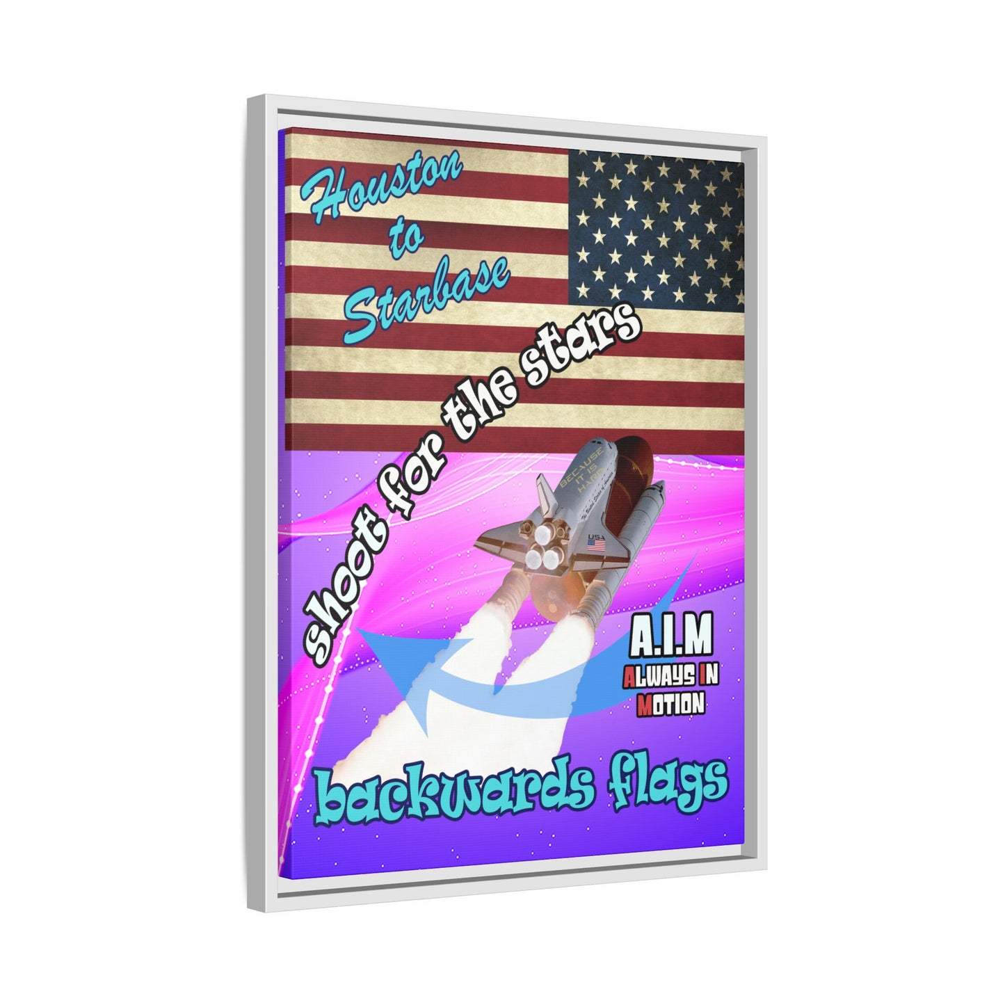 shoot for the stars - framed canvas art (purple-pink wave)