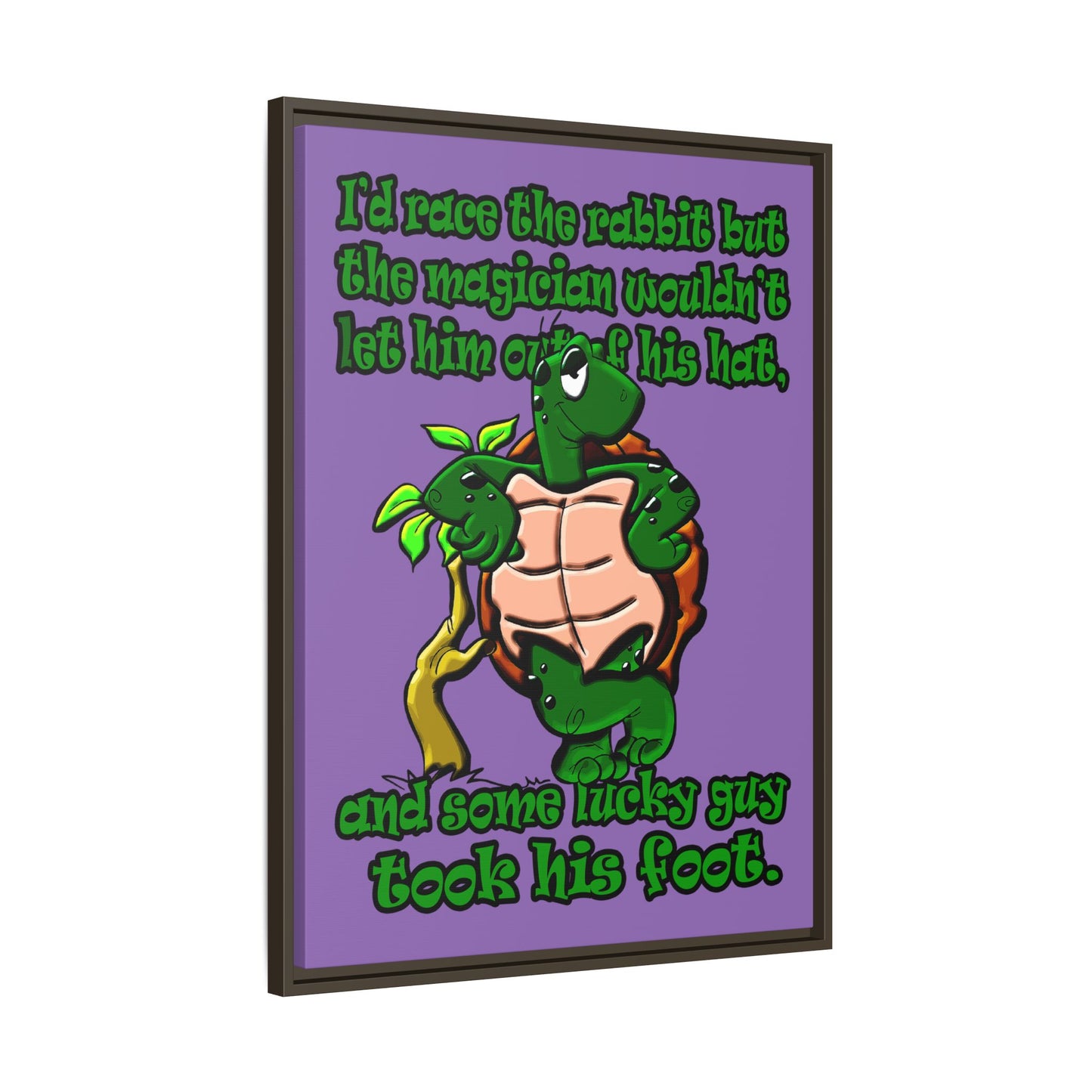 turtle race - framed canvas art (light purple)