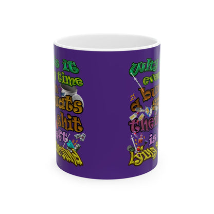 the bum's shit - White Mug (purple)