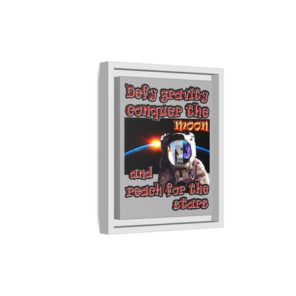 defy conquer reach - framed canvas art (light grey)