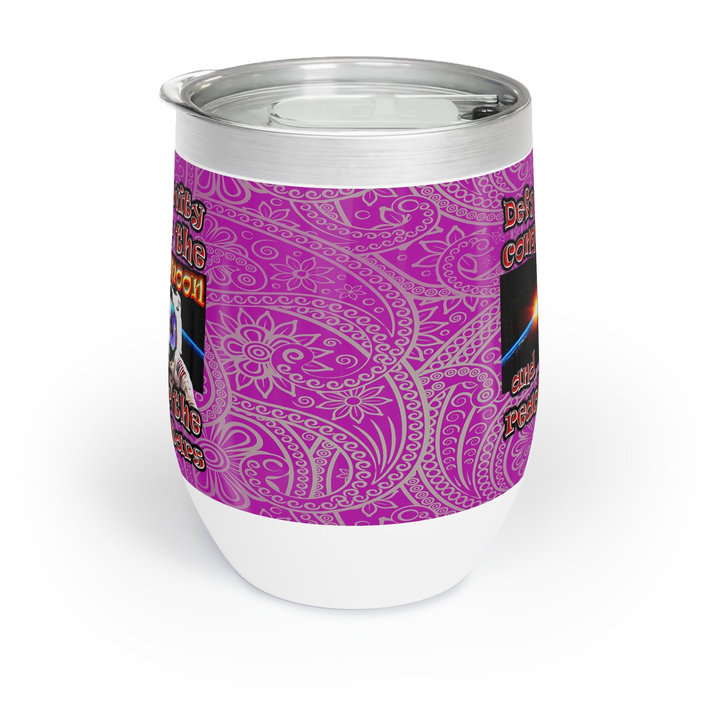 defy conquer reach - Chill Wine Tumbler (pink swirl)