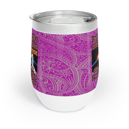 defy conquer reach - Chill Wine Tumbler (pink swirl)