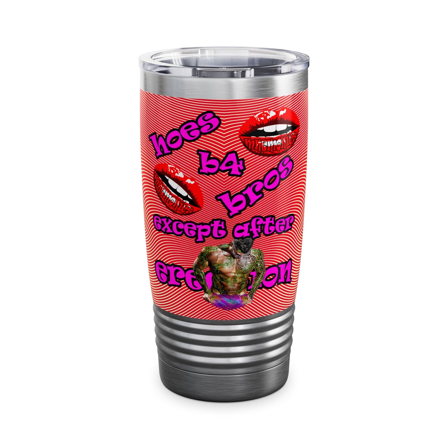 hoes b4 bros - Ringneck Tumbler, 20oz (yellow-orange wave)