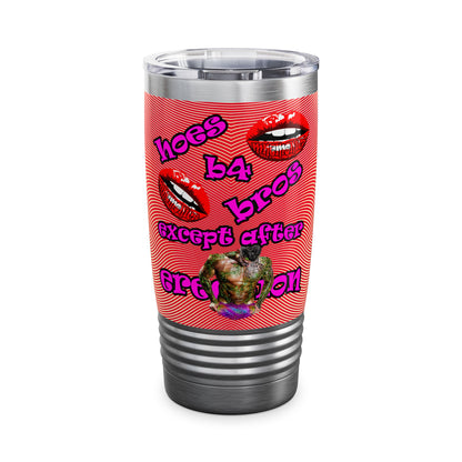 hoes b4 bros - Ringneck Tumbler, 20oz (yellow-orange wave)