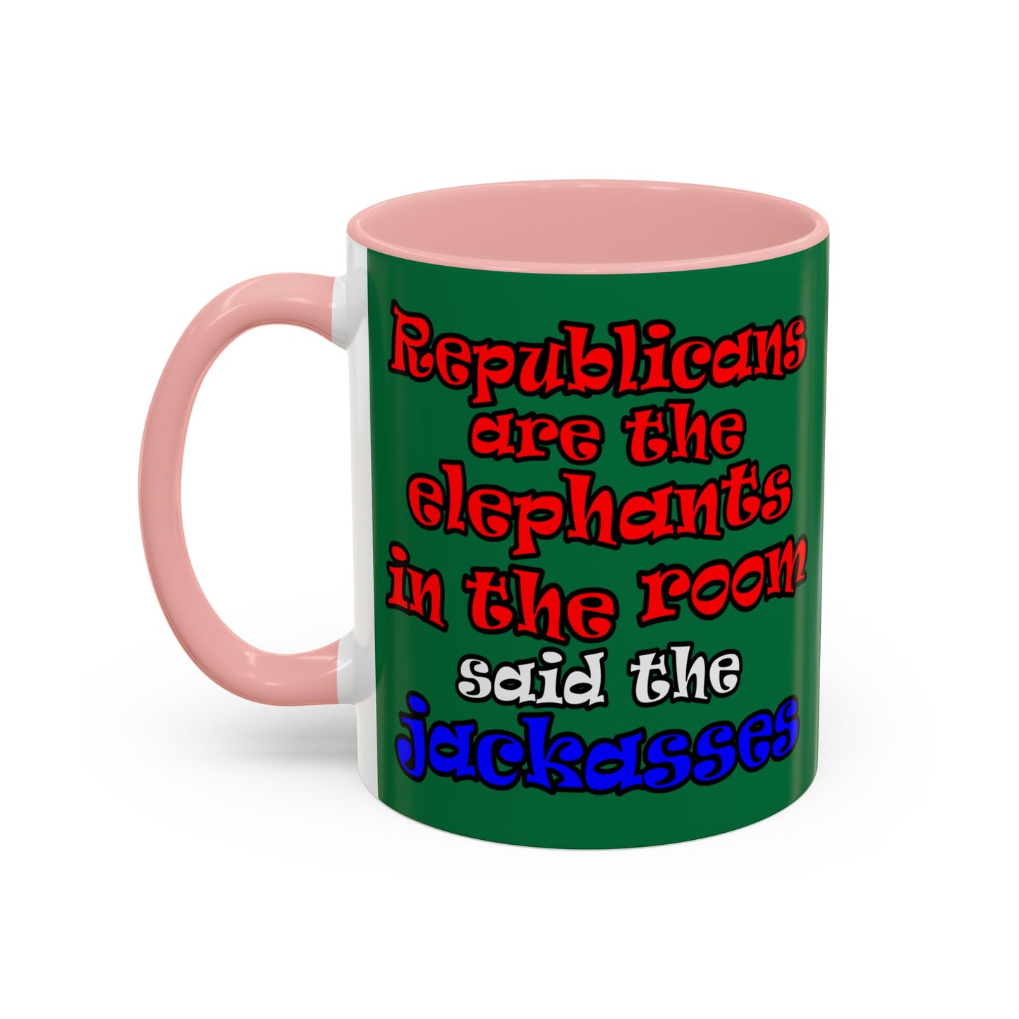 donkeys and elephants - Accent Mug (dark green)