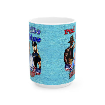 rw&b lives matter - White Mug (faded blue)