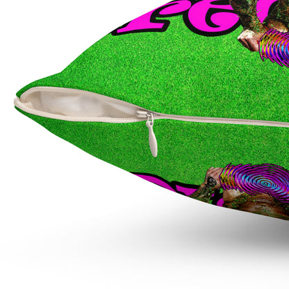 hoes b4 bros - Spun Polyester Square Pillow - (green turf)