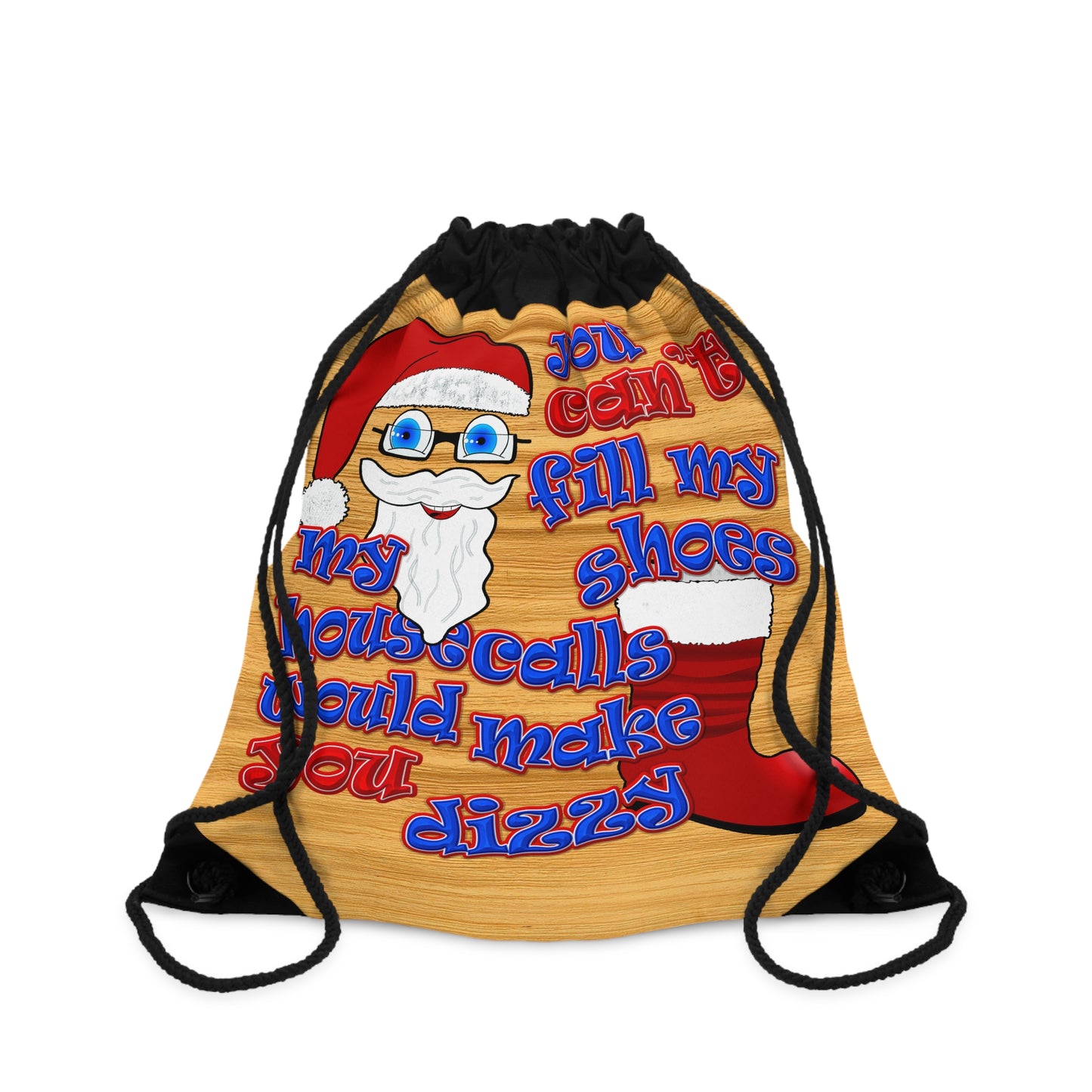 santa's shoes - Drawstring Bag (butterscotch wood finish)