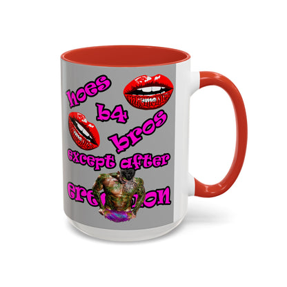 hoes b4 bros - Accent Mug (light grey)