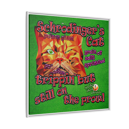 schrodinger's cat - framed canvas art (green turf)