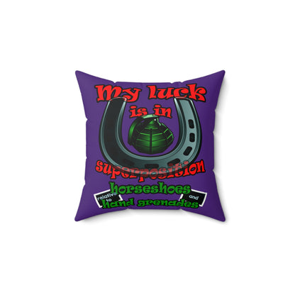 my luck - Faux Suede Square Pillow - (purple)