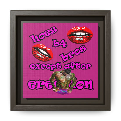 hoes b4 bros - framed canvas art (pink)
