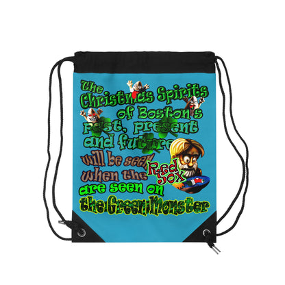 christmas spirits of boston - Drawstring Bag (turquoise)