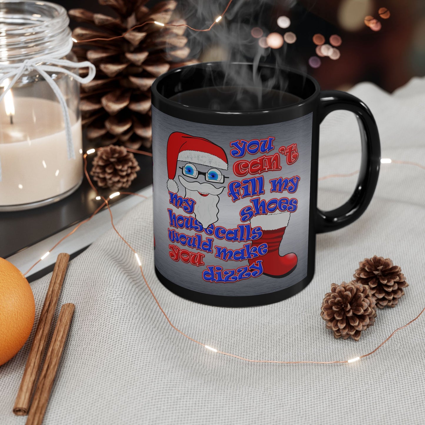 santa's shoes - Black Mug (brushed nickel)