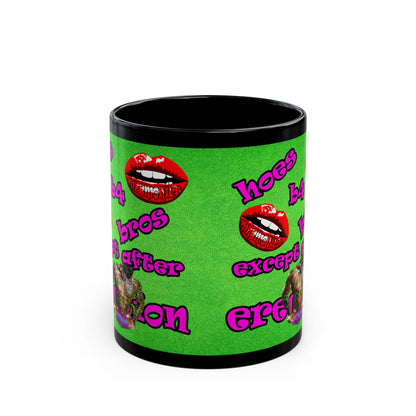 hoes b4 bros - Black Mug (green turf)
