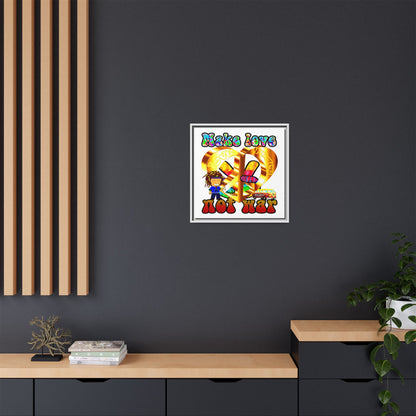 love peace - framed canvas art (white)