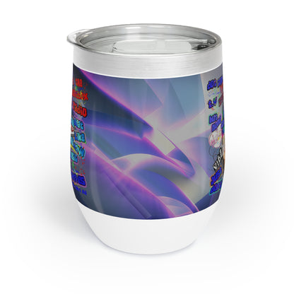 drop the beat - Chill Wine Tumbler  (grey-pink wave)