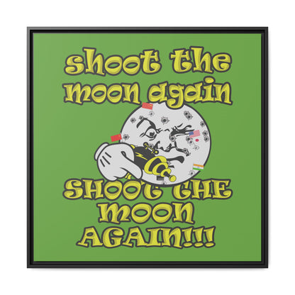 shoot the moon again - framed canvas art (green)