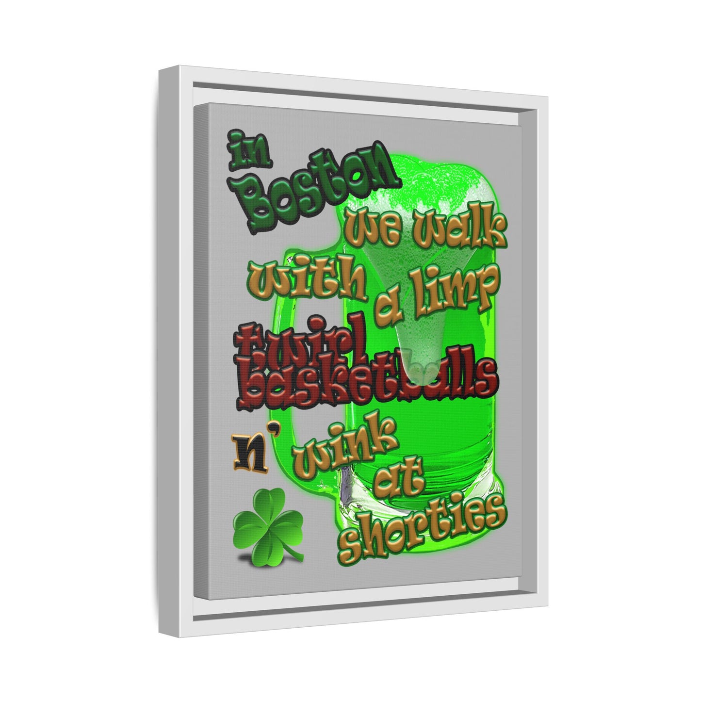 celtics logo - framed canvas art (light grey)